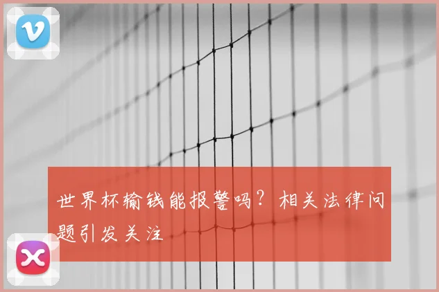 世界杯输钱能报警吗？相关法律问题引发关注